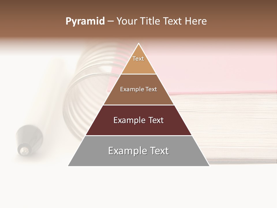 Pink Covered Metal Ring Binder Notebook And Pen PowerPoint Template