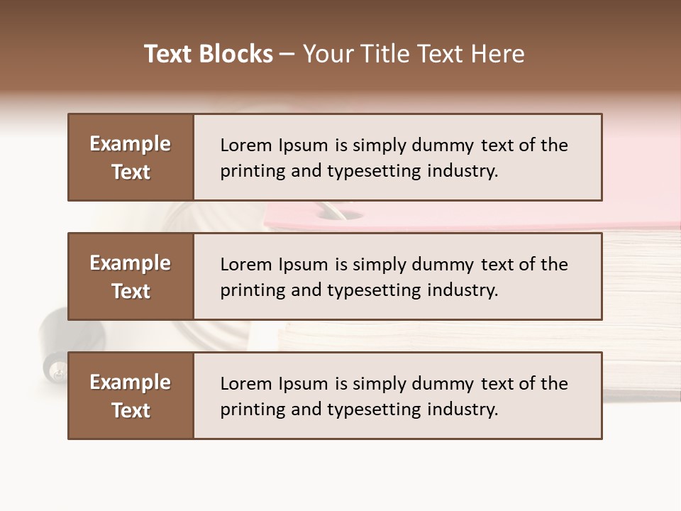 Pink Covered Metal Ring Binder Notebook And Pen PowerPoint Template