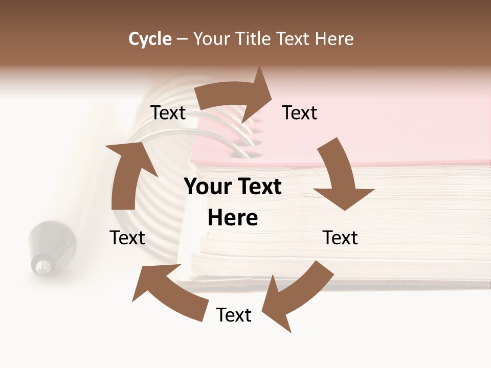 Pink Covered Metal Ring Binder Notebook And Pen PowerPoint Template