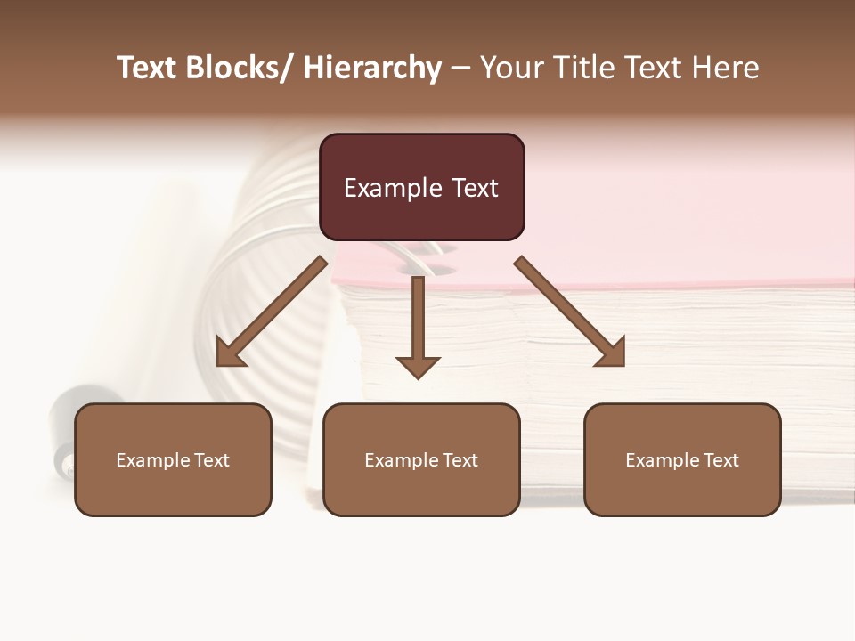 Pink Covered Metal Ring Binder Notebook And Pen PowerPoint Template