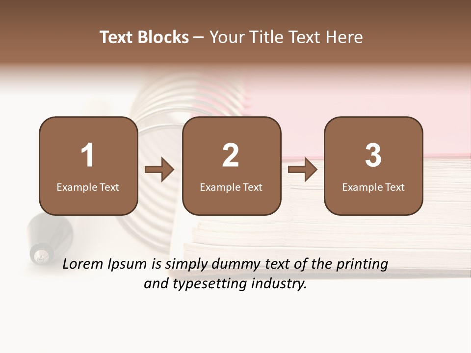 Pink Covered Metal Ring Binder Notebook And Pen PowerPoint Template