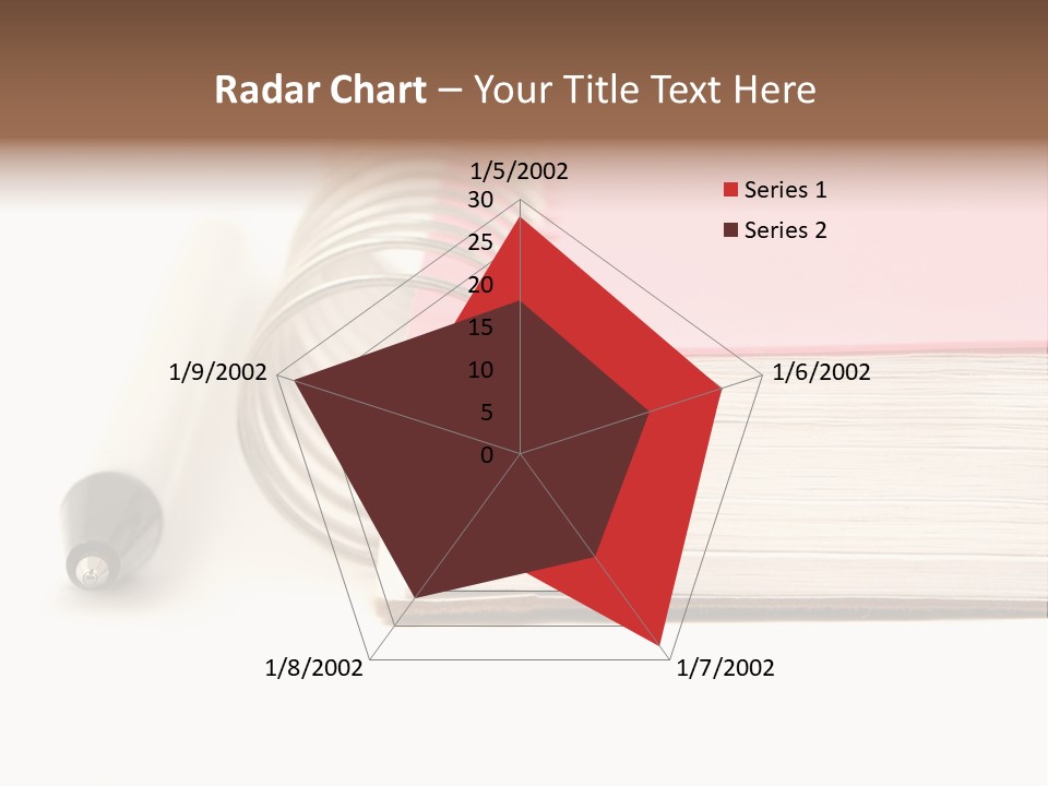 Pink Covered Metal Ring Binder Notebook And Pen PowerPoint Template