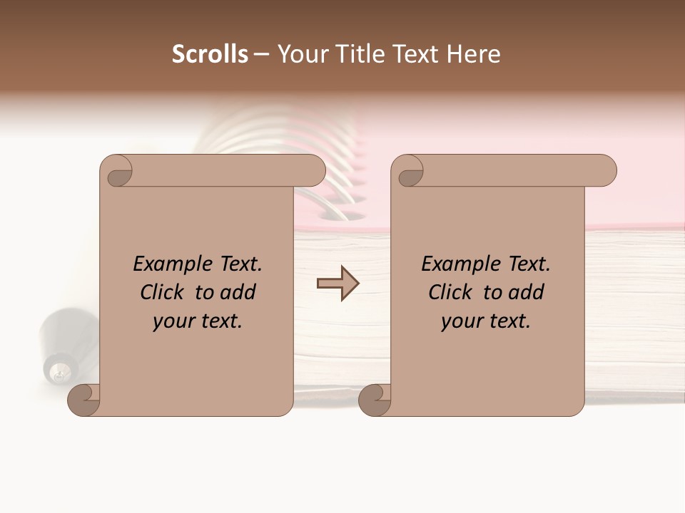 Pink Covered Metal Ring Binder Notebook And Pen PowerPoint Template