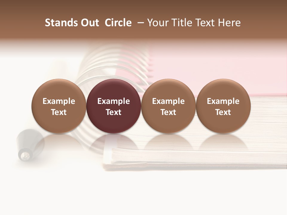 Pink Covered Metal Ring Binder Notebook And Pen PowerPoint Template