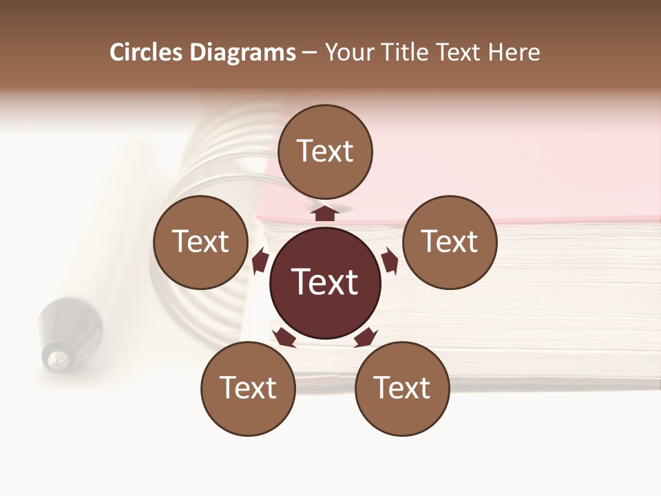 Pink Covered Metal Ring Binder Notebook And Pen PowerPoint Template