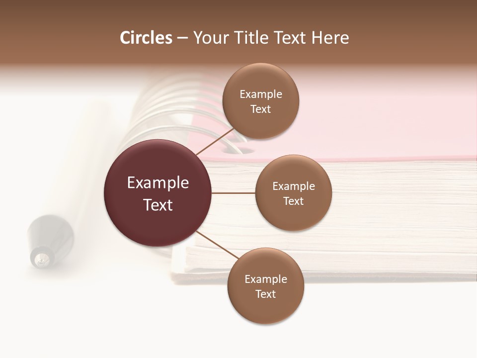 Pink Covered Metal Ring Binder Notebook And Pen PowerPoint Template