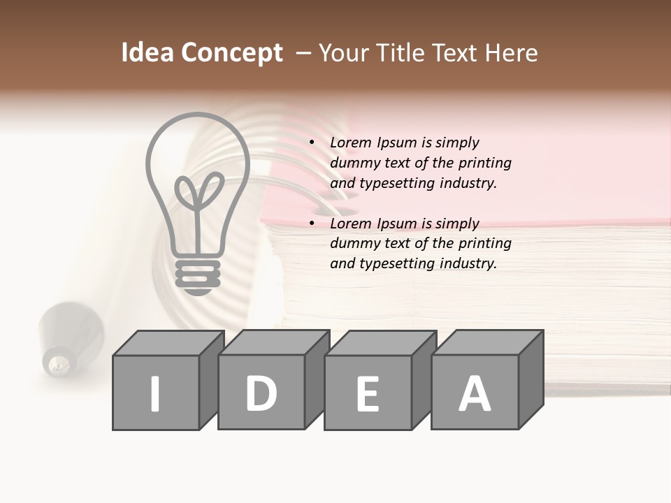 Pink Covered Metal Ring Binder Notebook And Pen PowerPoint Template