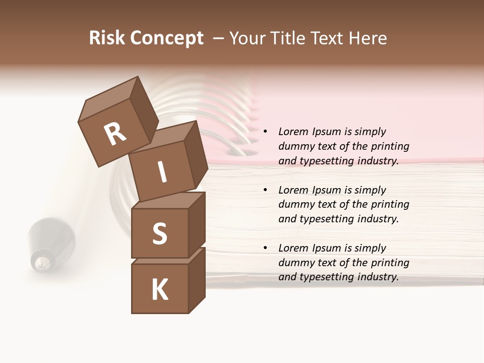 Pink Covered Metal Ring Binder Notebook And Pen PowerPoint Template