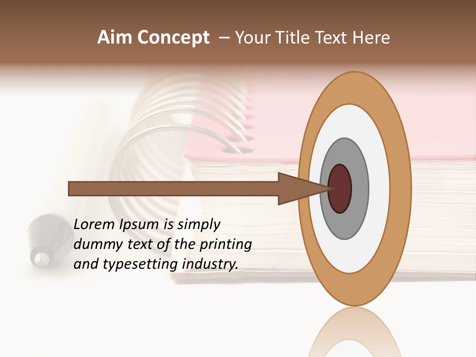 Pink Covered Metal Ring Binder Notebook And Pen PowerPoint Template