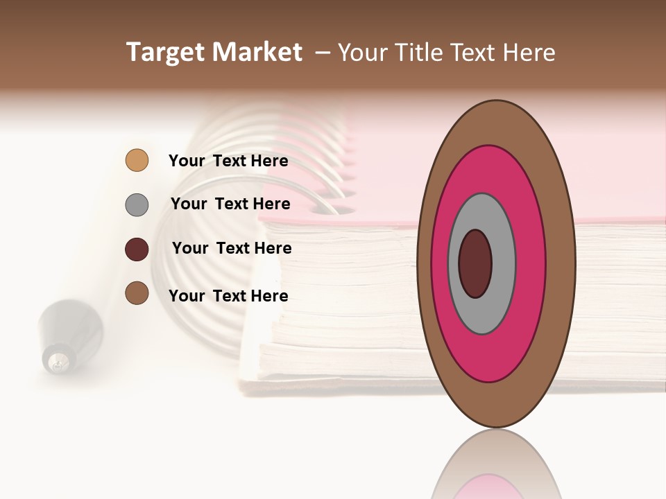 Pink Covered Metal Ring Binder Notebook And Pen PowerPoint Template