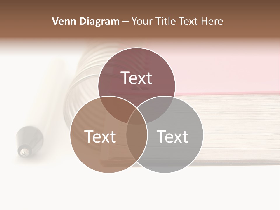 Pink Covered Metal Ring Binder Notebook And Pen PowerPoint Template