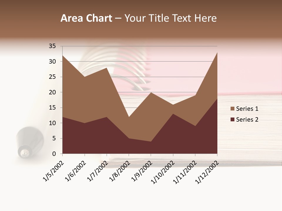 Pink Covered Metal Ring Binder Notebook And Pen PowerPoint Template