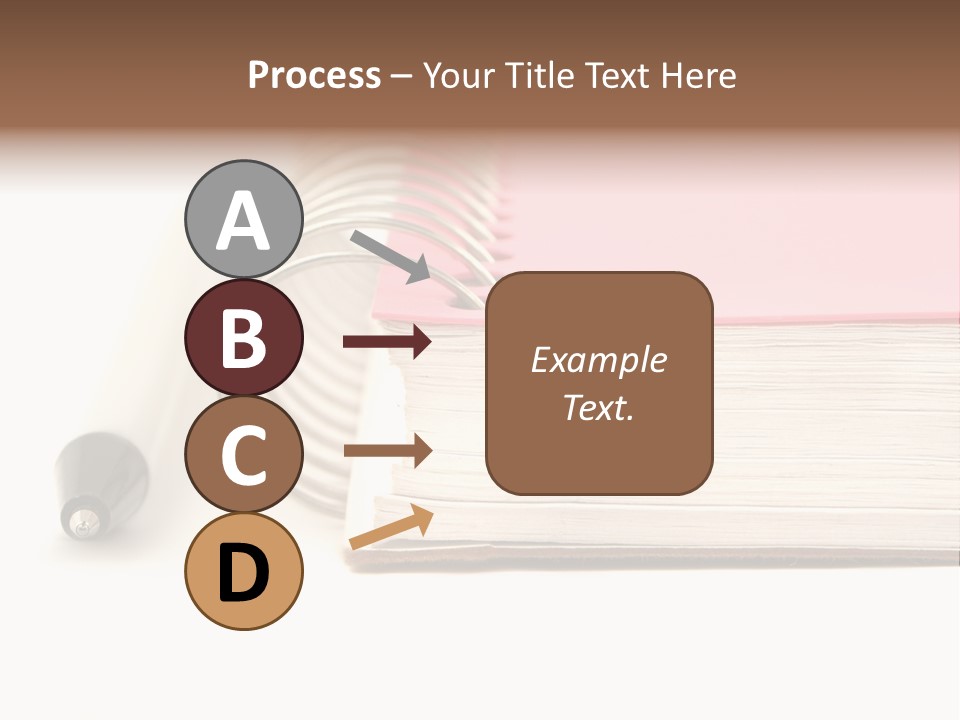 Pink Covered Metal Ring Binder Notebook And Pen PowerPoint Template