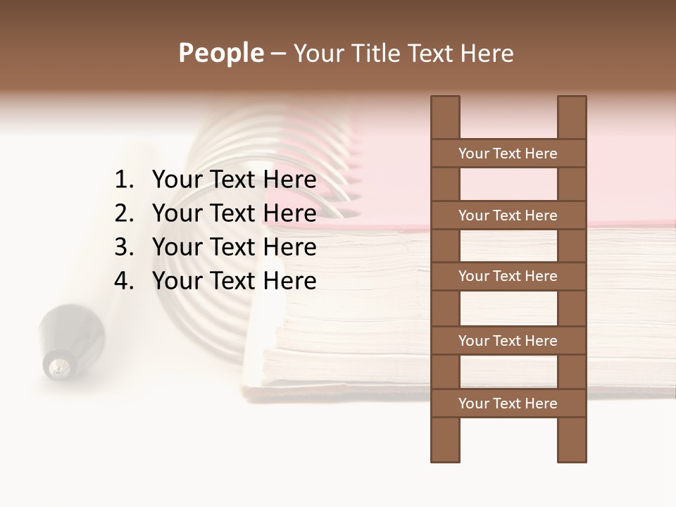 Pink Covered Metal Ring Binder Notebook And Pen PowerPoint Template