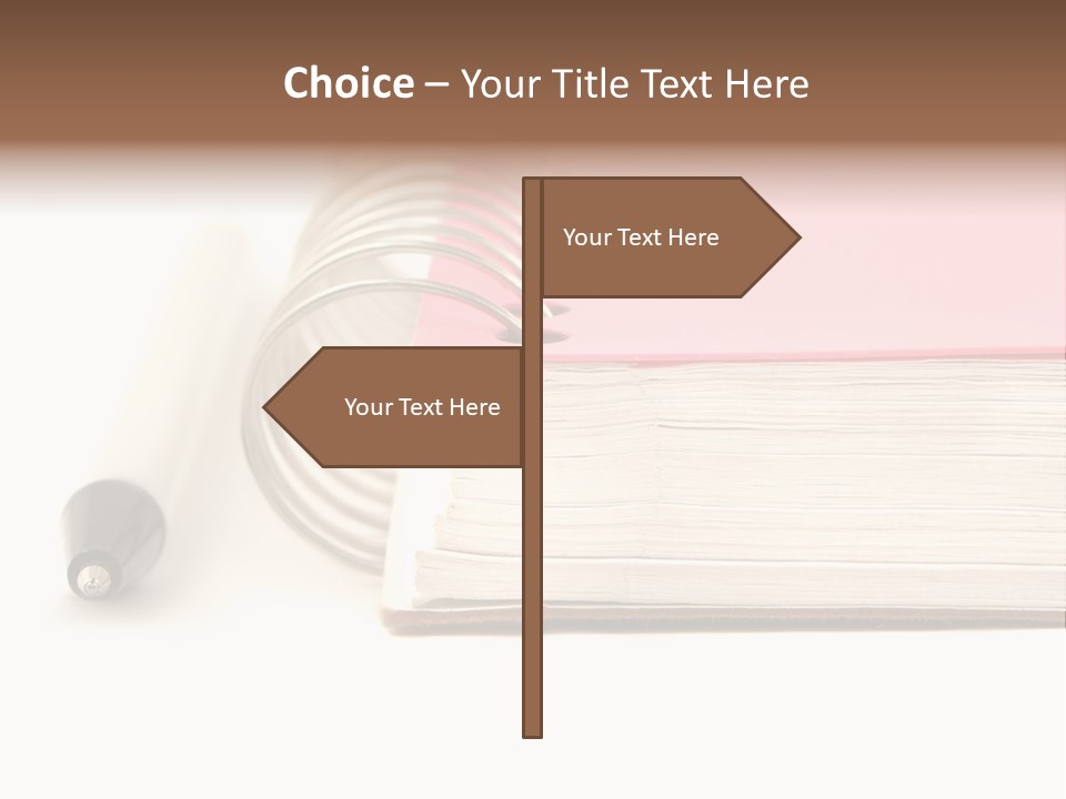 Pink Covered Metal Ring Binder Notebook And Pen PowerPoint Template