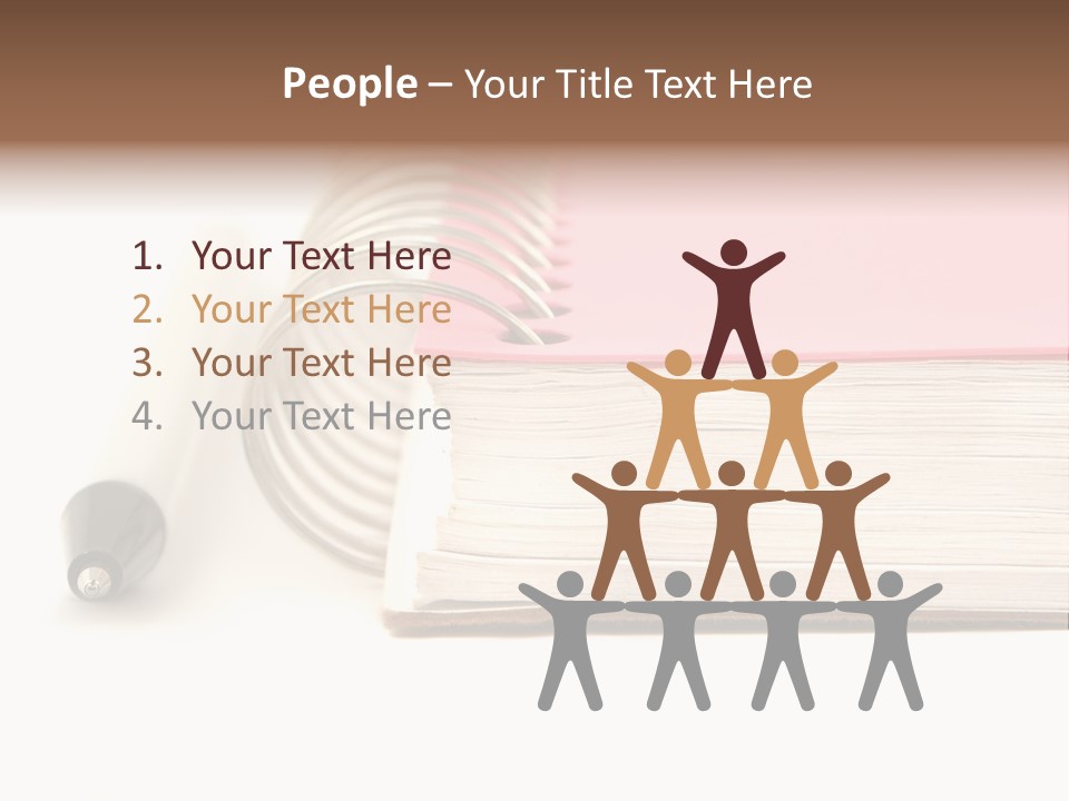 Pink Covered Metal Ring Binder Notebook And Pen PowerPoint Template