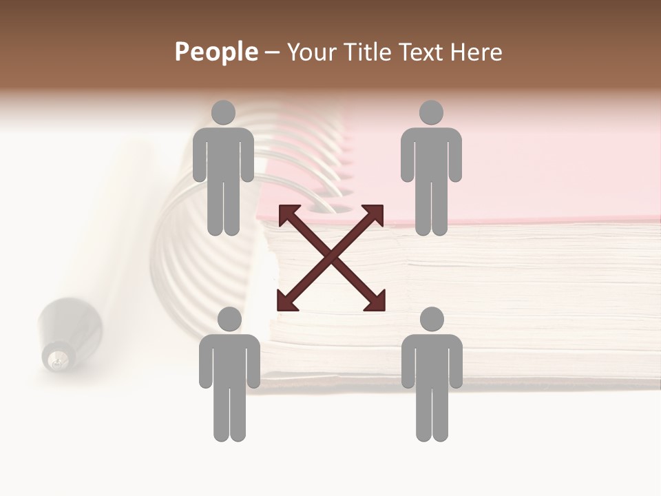 Pink Covered Metal Ring Binder Notebook And Pen PowerPoint Template