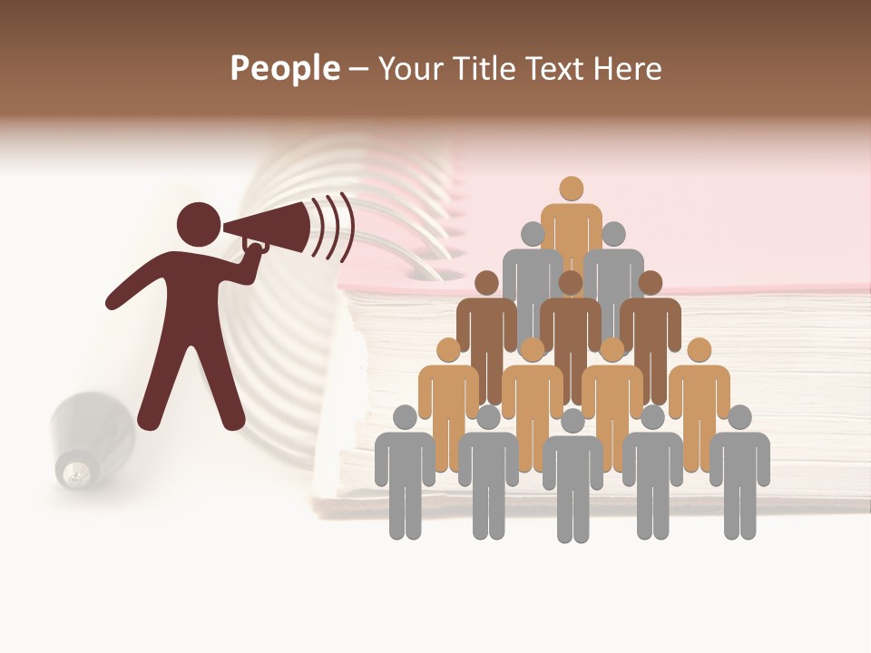 Pink Covered Metal Ring Binder Notebook And Pen PowerPoint Template