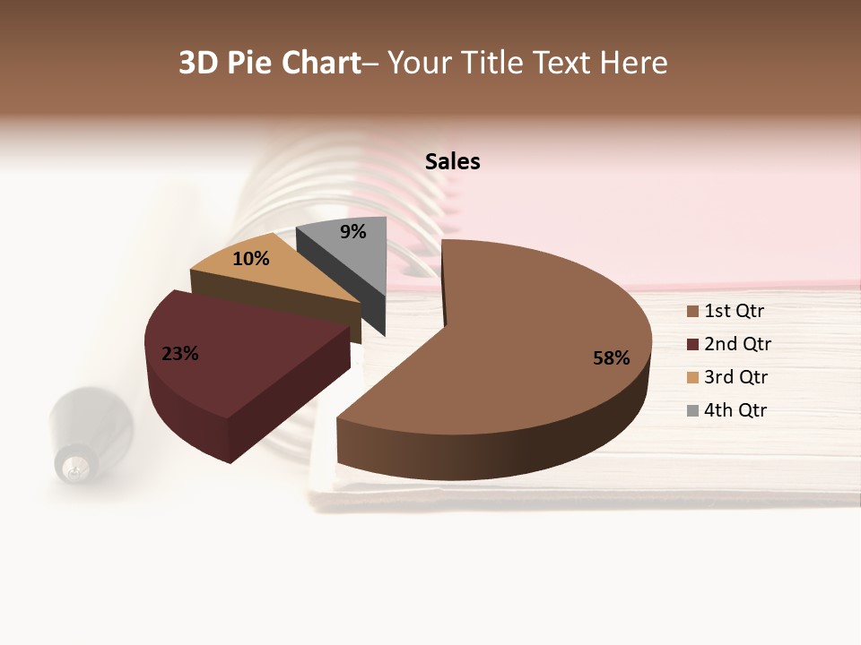 Pink Covered Metal Ring Binder Notebook And Pen PowerPoint Template