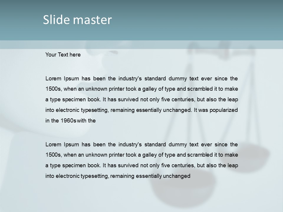 A Lady Holding A Scale With A Blind On Her Head PowerPoint Template