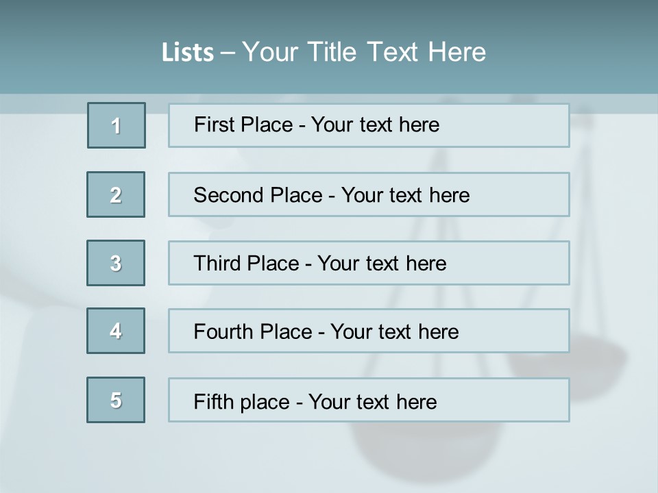 A Lady Holding A Scale With A Blind On Her Head PowerPoint Template