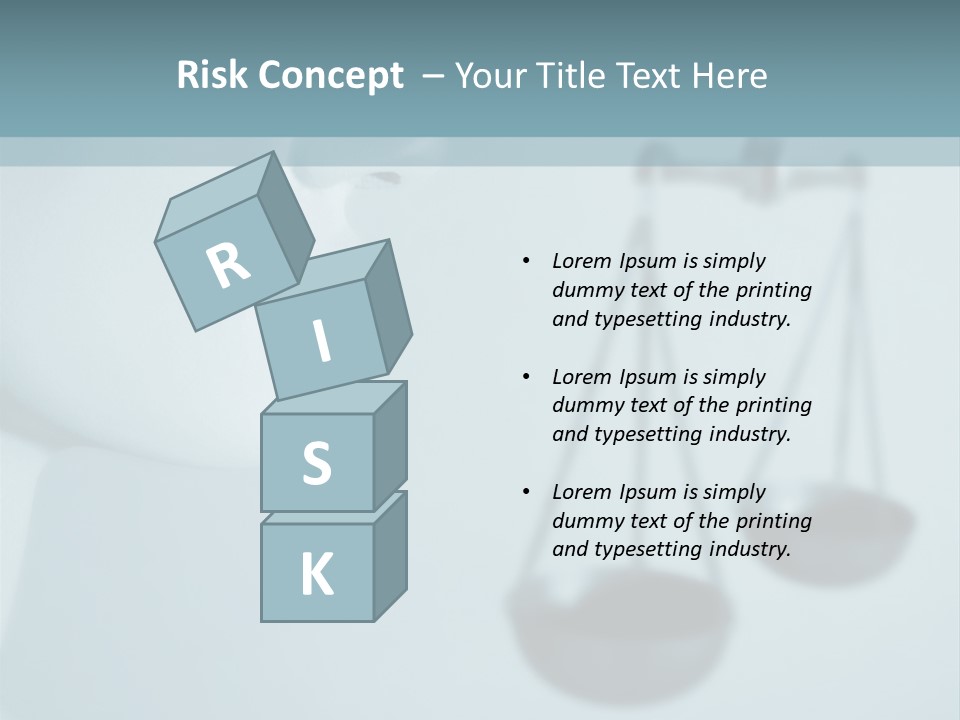 A Lady Holding A Scale With A Blind On Her Head PowerPoint Template