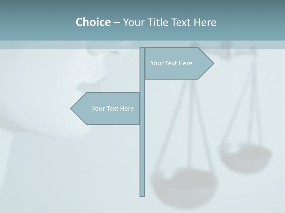 A Lady Holding A Scale With A Blind On Her Head PowerPoint Template