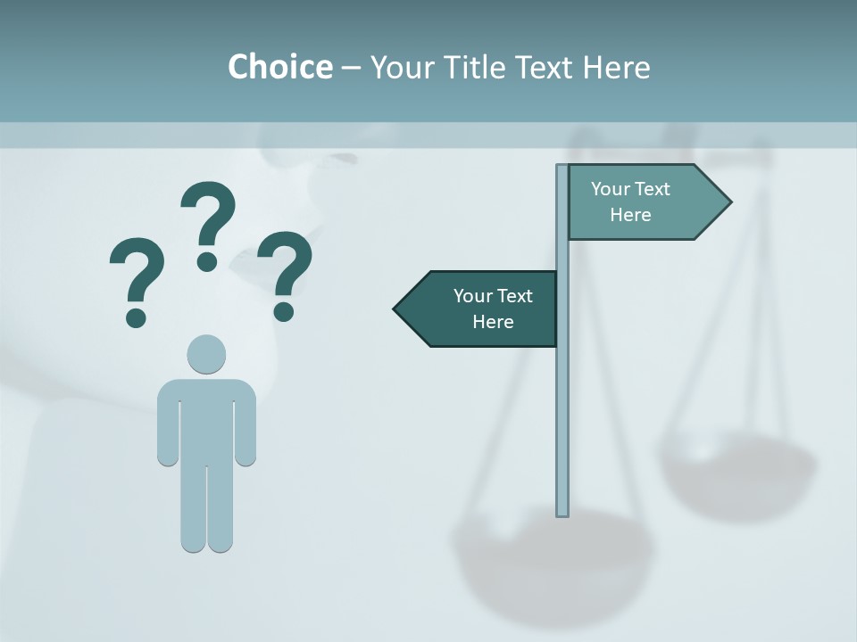 A Lady Holding A Scale With A Blind On Her Head PowerPoint Template