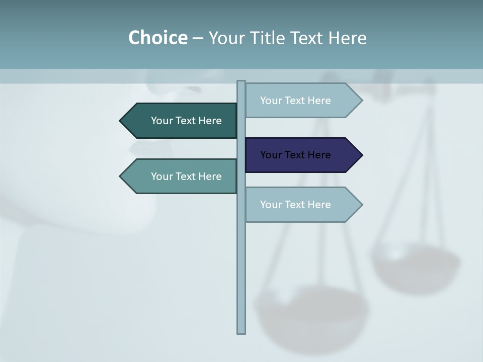 A Lady Holding A Scale With A Blind On Her Head PowerPoint Template