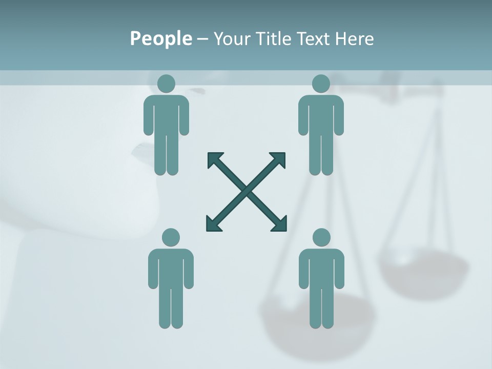 A Lady Holding A Scale With A Blind On Her Head PowerPoint Template