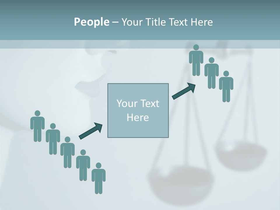 A Lady Holding A Scale With A Blind On Her Head PowerPoint Template