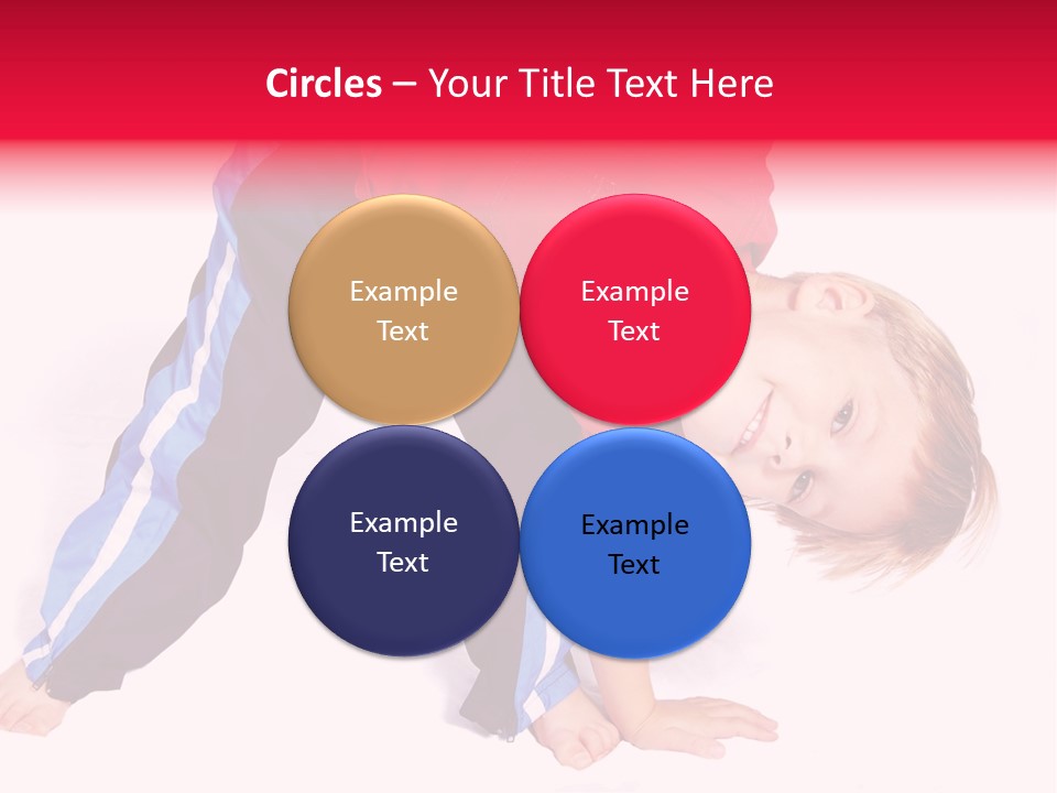 A Cute Four Year Old Boy Wearing Red And Blue Bending Over To Touch His Right Toes. PowerPoint Template