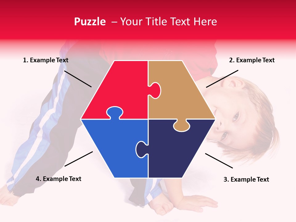 A Cute Four Year Old Boy Wearing Red And Blue Bending Over To Touch His Right Toes. PowerPoint Template