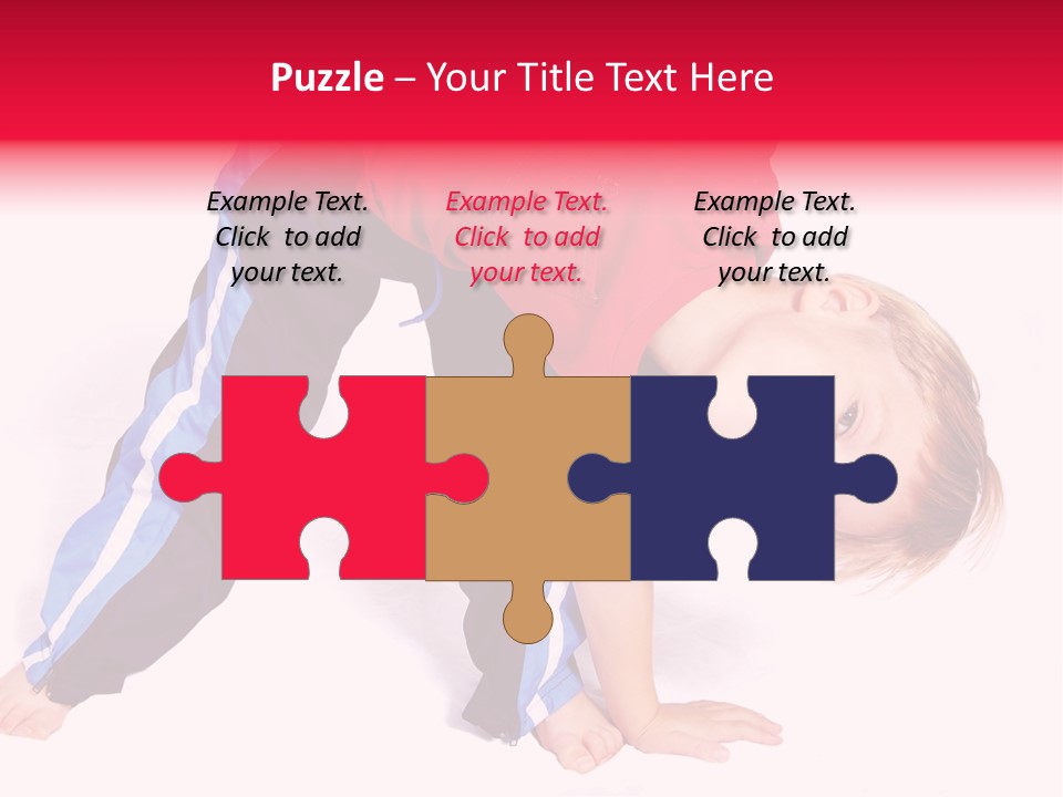 A Cute Four Year Old Boy Wearing Red And Blue Bending Over To Touch His Right Toes. PowerPoint Template