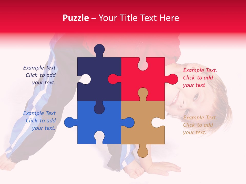 A Cute Four Year Old Boy Wearing Red And Blue Bending Over To Touch His Right Toes. PowerPoint Template