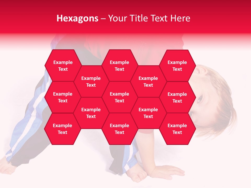 A Cute Four Year Old Boy Wearing Red And Blue Bending Over To Touch His Right Toes. PowerPoint Template