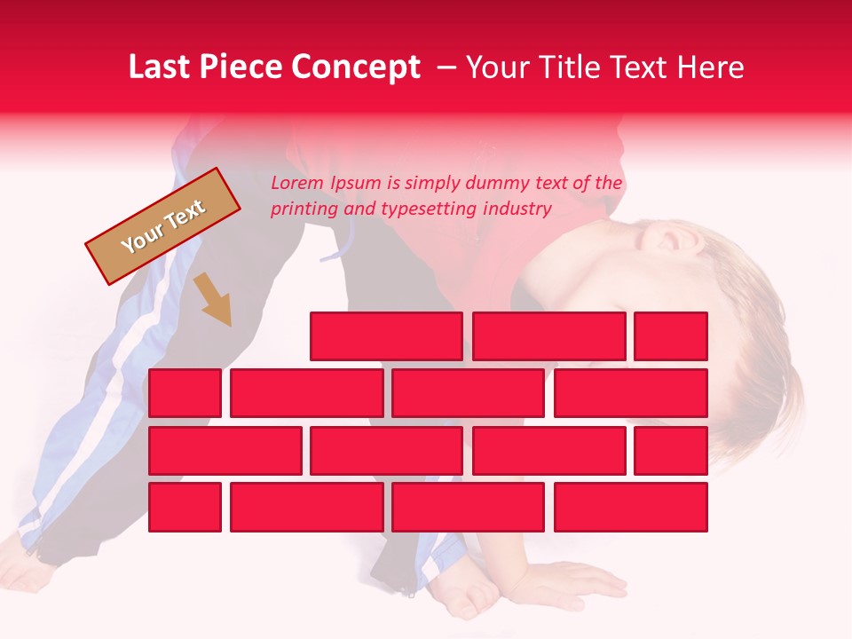 A Cute Four Year Old Boy Wearing Red And Blue Bending Over To Touch His Right Toes. PowerPoint Template
