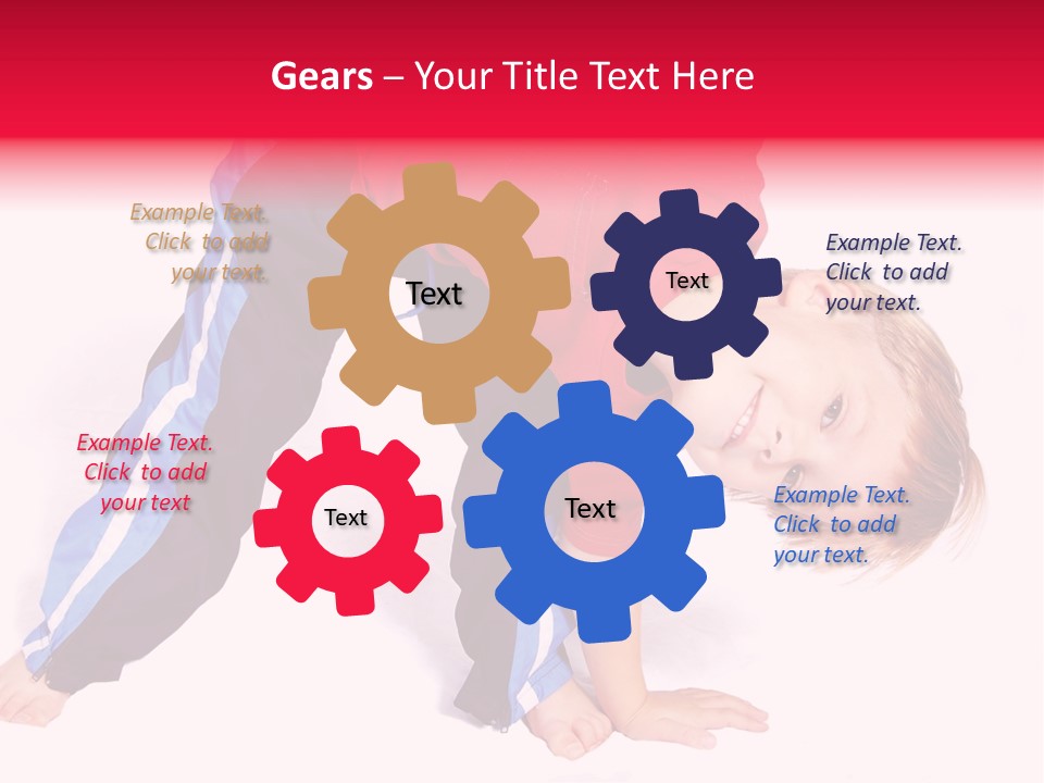 A Cute Four Year Old Boy Wearing Red And Blue Bending Over To Touch His Right Toes. PowerPoint Template