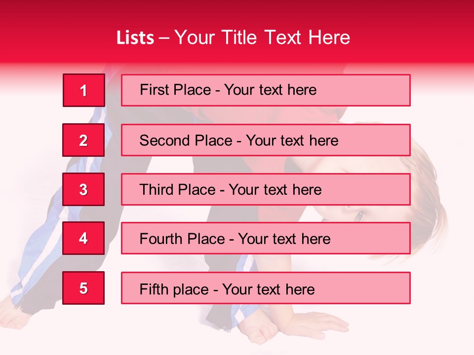 A Cute Four Year Old Boy Wearing Red And Blue Bending Over To Touch His Right Toes. PowerPoint Template