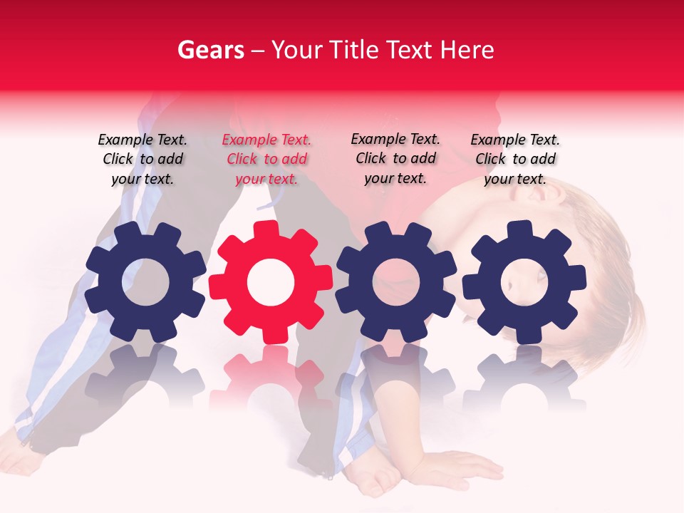 A Cute Four Year Old Boy Wearing Red And Blue Bending Over To Touch His Right Toes. PowerPoint Template