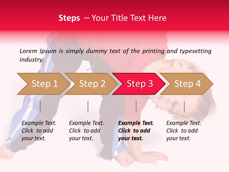 A Cute Four Year Old Boy Wearing Red And Blue Bending Over To Touch His Right Toes. PowerPoint Template