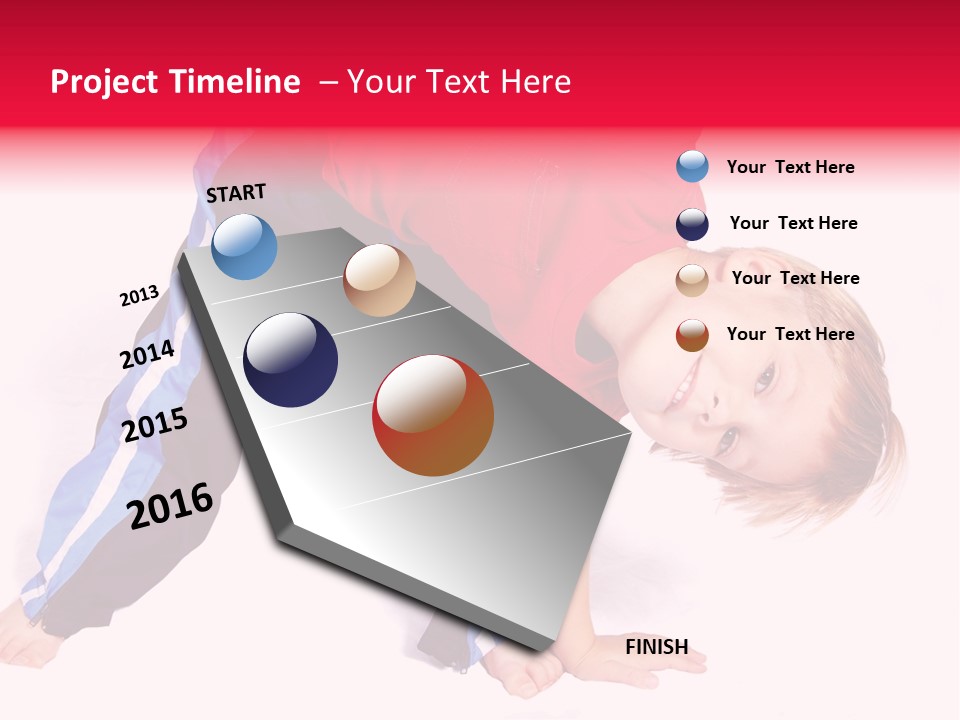 A Cute Four Year Old Boy Wearing Red And Blue Bending Over To Touch His Right Toes. PowerPoint Template