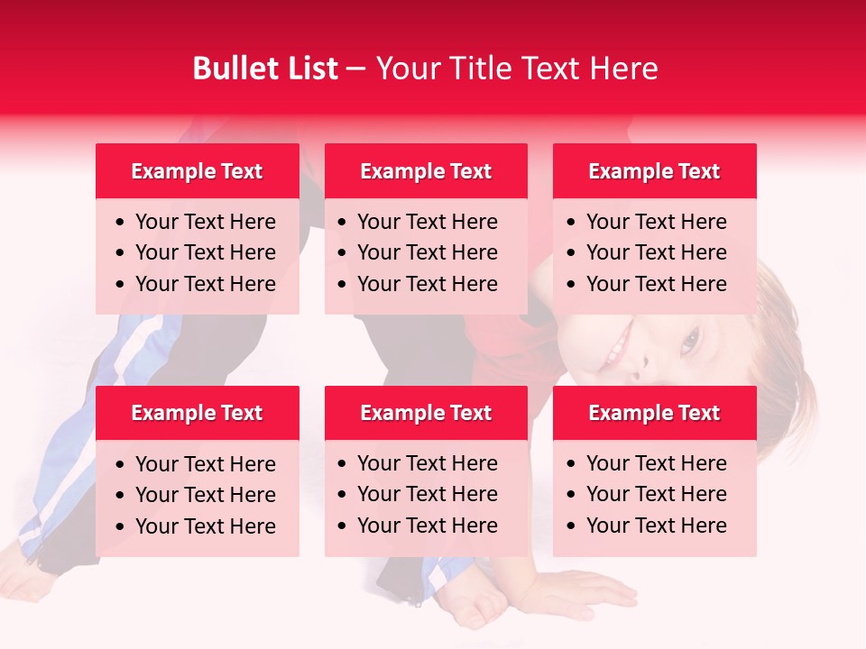 A Cute Four Year Old Boy Wearing Red And Blue Bending Over To Touch His Right Toes. PowerPoint Template