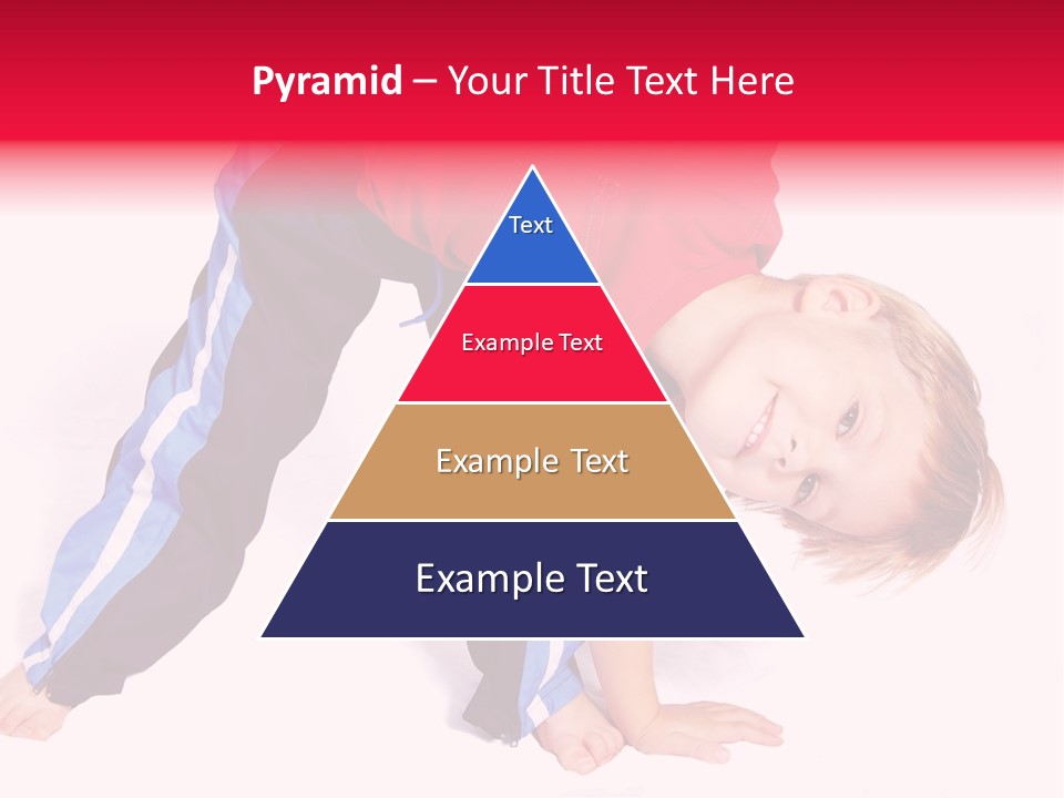 A Cute Four Year Old Boy Wearing Red And Blue Bending Over To Touch His Right Toes. PowerPoint Template