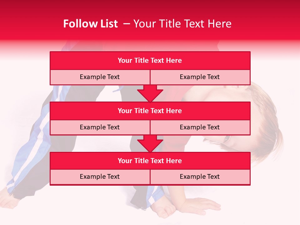 A Cute Four Year Old Boy Wearing Red And Blue Bending Over To Touch His Right Toes. PowerPoint Template