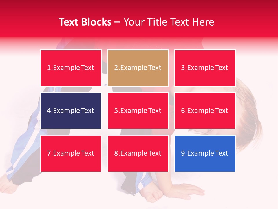 A Cute Four Year Old Boy Wearing Red And Blue Bending Over To Touch His Right Toes. PowerPoint Template