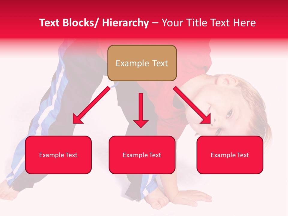 A Cute Four Year Old Boy Wearing Red And Blue Bending Over To Touch His Right Toes. PowerPoint Template