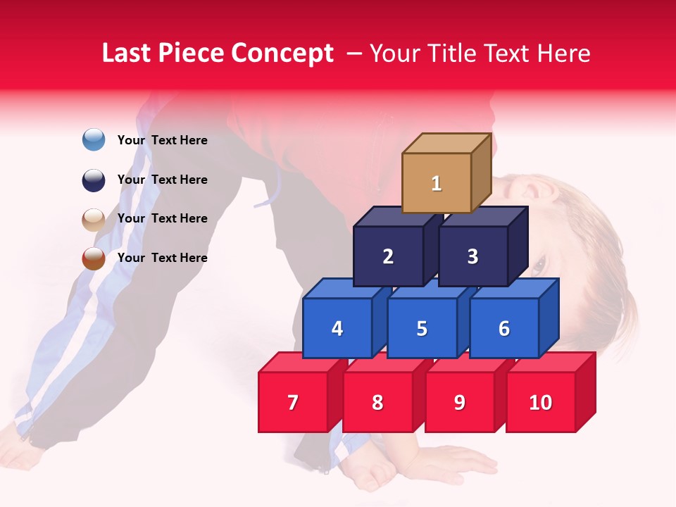 A Cute Four Year Old Boy Wearing Red And Blue Bending Over To Touch His Right Toes. PowerPoint Template