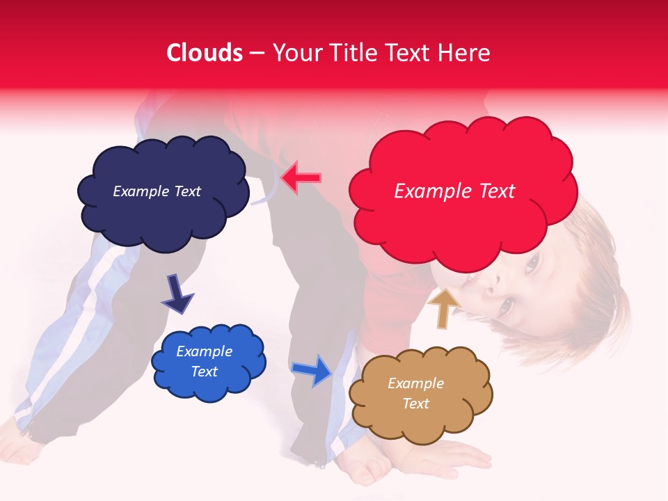 A Cute Four Year Old Boy Wearing Red And Blue Bending Over To Touch His Right Toes. PowerPoint Template