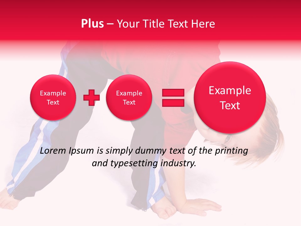 A Cute Four Year Old Boy Wearing Red And Blue Bending Over To Touch His Right Toes. PowerPoint Template